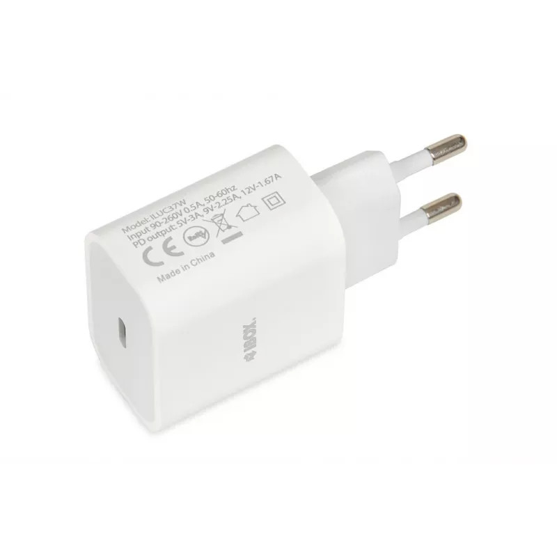 Vidinis USB Type-C greitasis įkroviklis IBOX C-37, 20 W, USB‑C PD 3.0, 3 A išėjimas, baltas