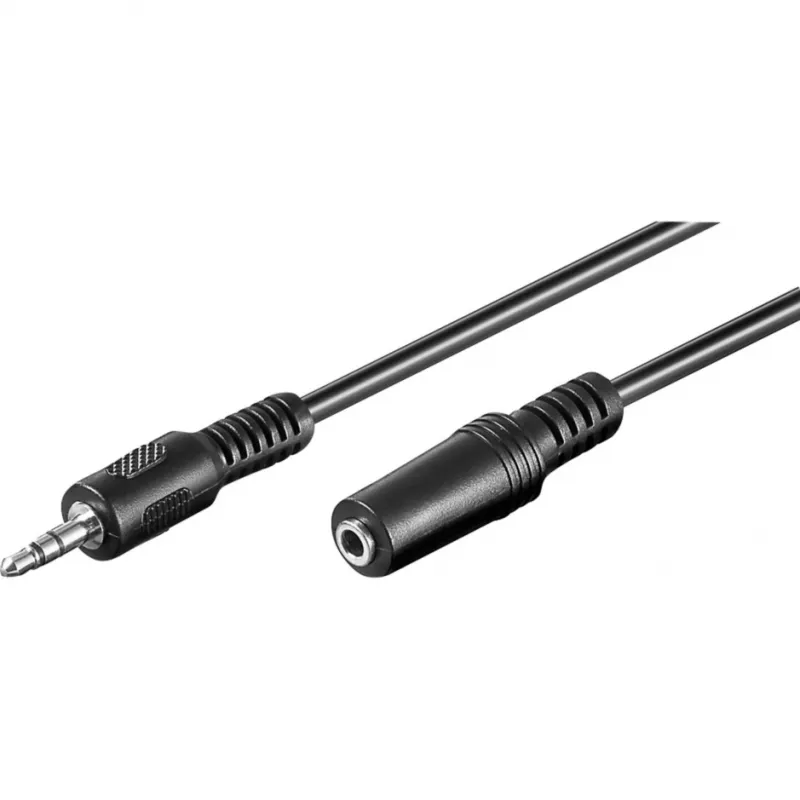 Wentronic Goobay 3,5 mm lizdo ilginimo laidas, juodas, 5 m - 3,5 mm kištukas (3 kontaktų, stereo) > 3,5 mm lizdas (3 kontaktų, stereo) (50090)
