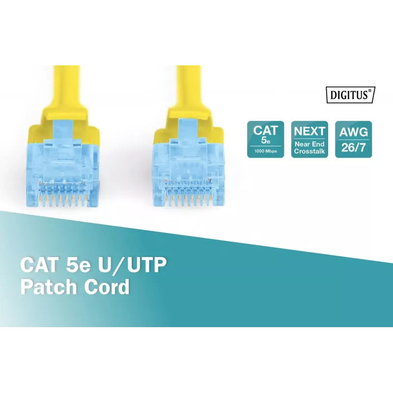 Patch Cord Digitus CAT 5e U/UTP DK-1512-050/Y 5 m geltonas