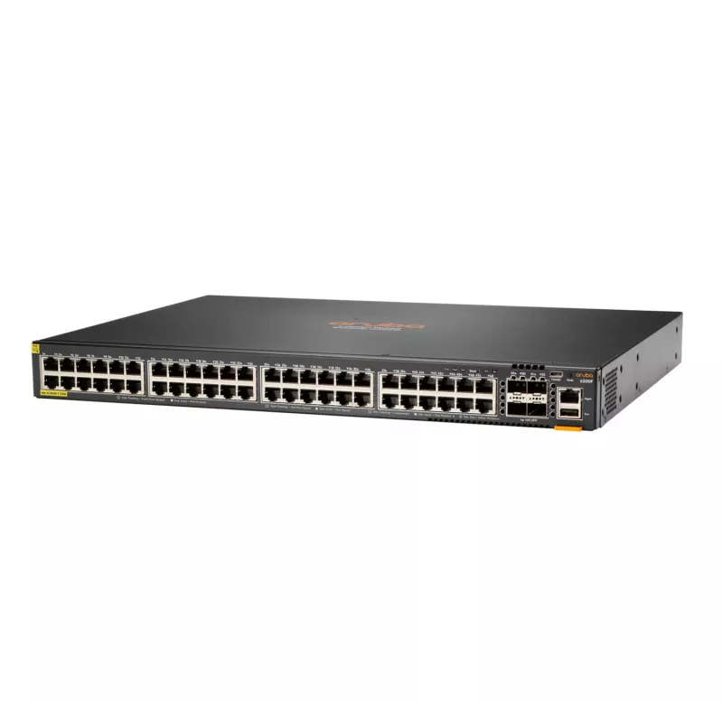 Hewlett Packard Enterprise HPE Aruba Networking CX 6200F 48G Class4 PoE 4SFP+ 740W Switch - komutatorius - maks. krovimo atstumas 10 km - L3 - valdomas - 48 x 10/100/1000 (PoE+) + 4 x 1 Gi
