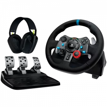 LOGITECH G29 EU + G435 Juoda Gaming Controller Aliuminis Juodas USB Vairas + pedalai + ausinės PC