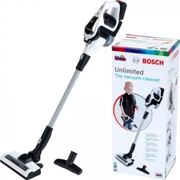 Theo Klein Bosch Unlimited dulkių siurblys juodas su sūkurio funkcija ir antgaliais vaikams nuo 3 metų