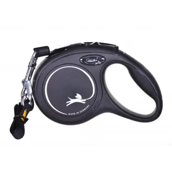 Ištraukiamas pavadėlis Flexi New Classic Cat XS 3 m — laido tipo pavadėlis mažiems augintiniams, juodas, maks. apkrova 8 kg