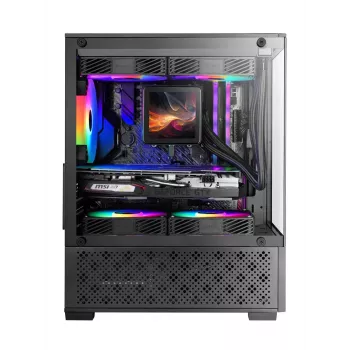 “Mini Tower” PC korpusas TACENS Mars Gaming MC-SE2 — Mini-ITX / Micro-ATX, juodas, šoninis langas, apatinis PSU, palaiko 2x2.5 colio + 1x3.5 colio