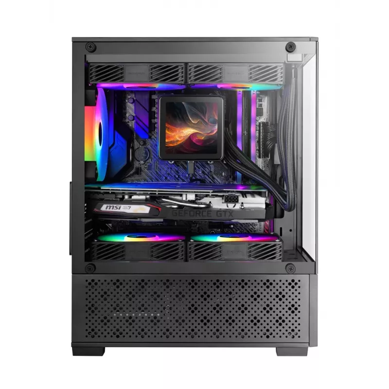 “Mini Tower” PC korpusas TACENS Mars Gaming MC-SE2 — Mini-ITX / Micro-ATX, juodas, šoninis langas, apatinis PSU, palaiko 2x2.5 colio + 1x3.5 colio