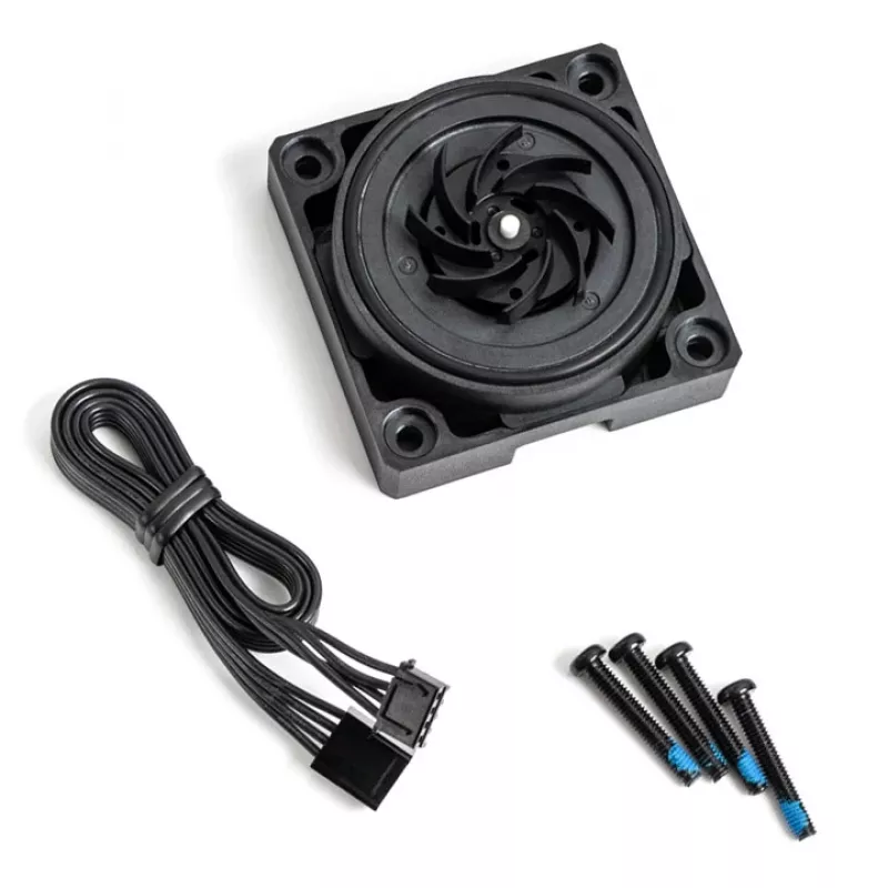 Pump BitsPower K1M — kompaktiškas juodas vandens aušinimo siurblys, 8–16V, 0,7A, 8,4W, 62×62×28,1 mm