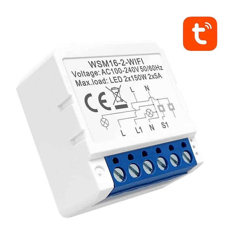 Išmaniojo jungiklio modulis Avatto WSM16-W2 WiFi nuotolinis valdymas, vieno kanalo relė namų automatizavimui