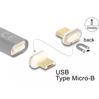 Kabelio jungties adapteris DeLOCK 66575 Magnet USB Micro-B auksinė balta