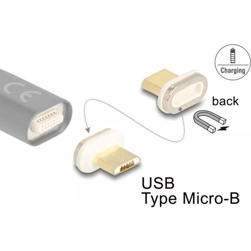 Kabelio jungties adapteris DeLOCK 66575 Magnet USB Micro-B auksinė balta
