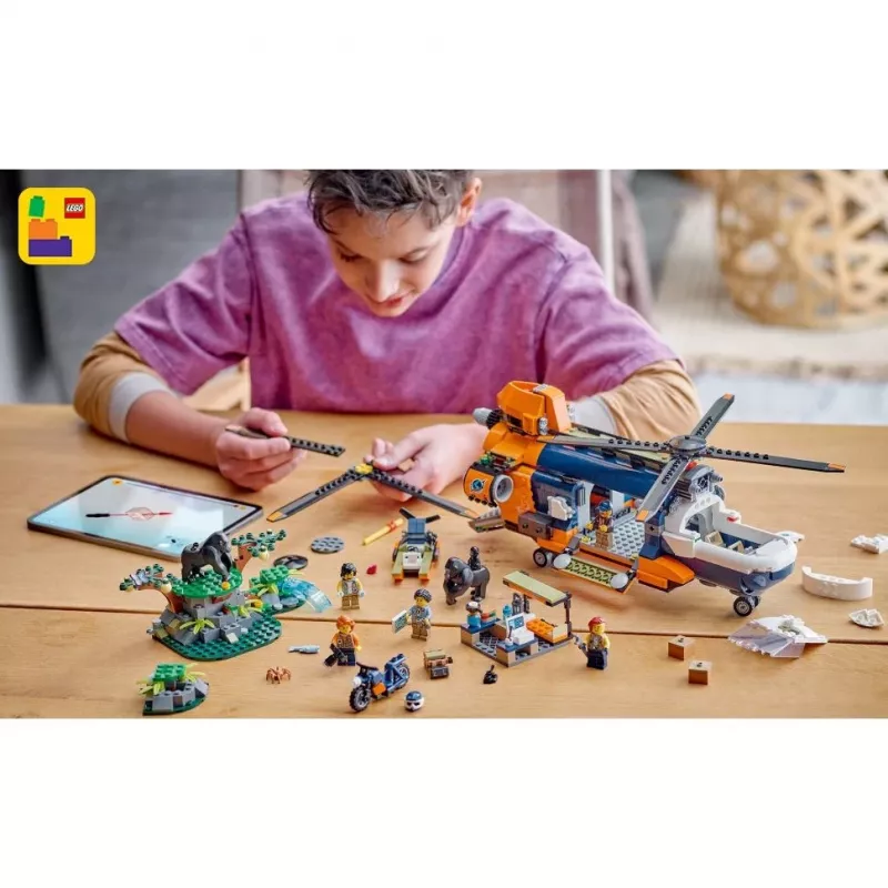LEGO City 60437 Džiunglių tyrinėtojų sraigtasparnis bazinėje stovykloje