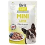 Šlapias šunų paštetas Brit Mini Lamb 85 g — vieno baltymo ėrienos šlapias maistas mažiems suaugusiems šunims, be grūdų, 85 g pakelis