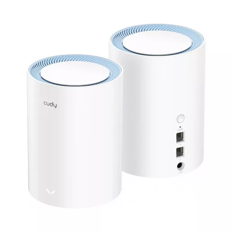 Tinklinio tinklo sistema Cudy M1200 2 vnt. rinkinys — Dviejų juostų Wi‑Fi 5 (300/867 Mbps), 2 įrenginiai, 1x LAN prievadas, palaiko 100 įrenginių