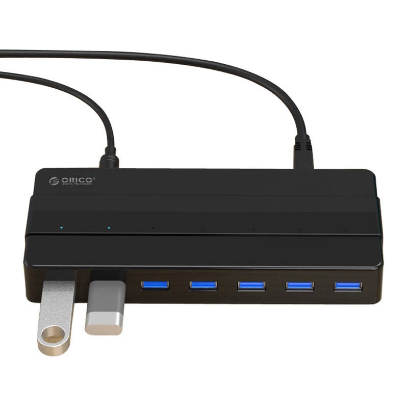 USB šakotuvas ORICO H7928-U3-V1 7 prievadų USB 3.0, juodas, atskiri maitinimo jungikliai