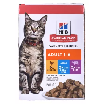 HILL'S Feline Adult Multipack Classic – maišeliai 12x85g