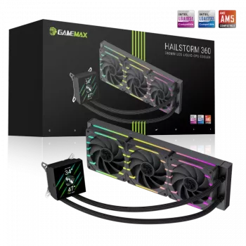 Gamemax | CPU skysčio aušintuvas | HAILSTORM 360 LCD | Juoda