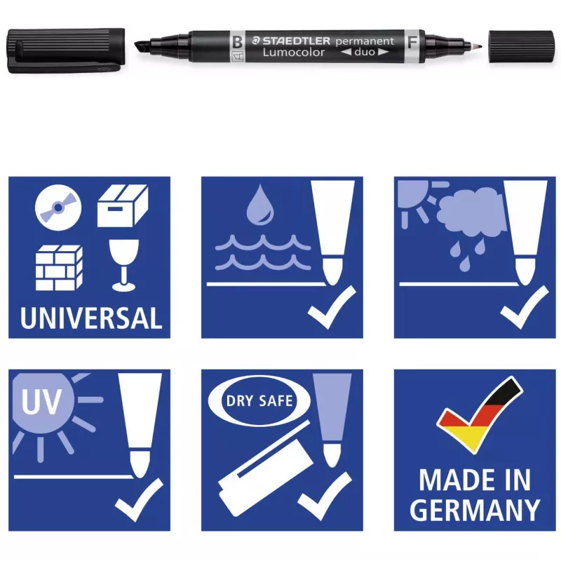 Nuolatinis žymeklis Staedtler Lumocolor permanent duo 348 B juodas 1 vnt.