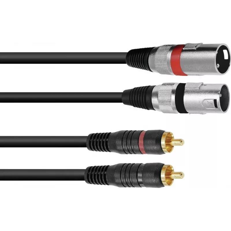 Audio kabelis 1 m Omnitronic 3022522B 2x XLR 2x RCA juodas