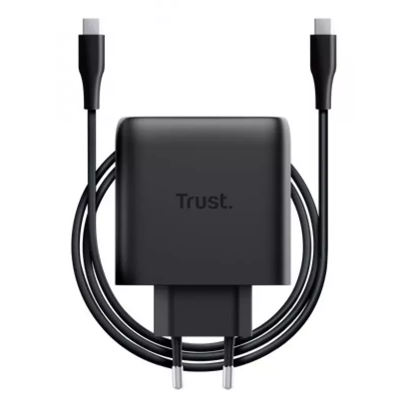 Trust Maxo 65W 2 prievadų USB-C GaN įkroviklis, greitas įkrovimas, juodas
