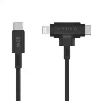 HYPER HyperJuice USB kabelis USB 2.0 1,5 m USB C USB C/Lightning juodas