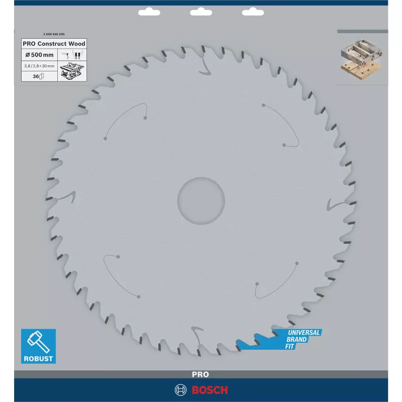 BOSCH SAW CONSTRU. WOOD 500x30x36z x3,8 MATT. WITH NAILS ###