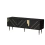 TV spintelė Cama Meble MOUNTAIN 154x40x55 cm — medžio drožlių plokštės viršus, juoda ir auksinė