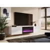 TV spintelė Cama Meble SLIDE 200K su elektriniu židiniu 200x40x37 cm blizgi balta