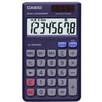 CASIO skaičiuotuvas SL-300 VERA, saulės / baterijos maitinimas, 8 skaitmenų EXTRA BIG LC ekranas, euro konvertavimas (SL-300 VERA)