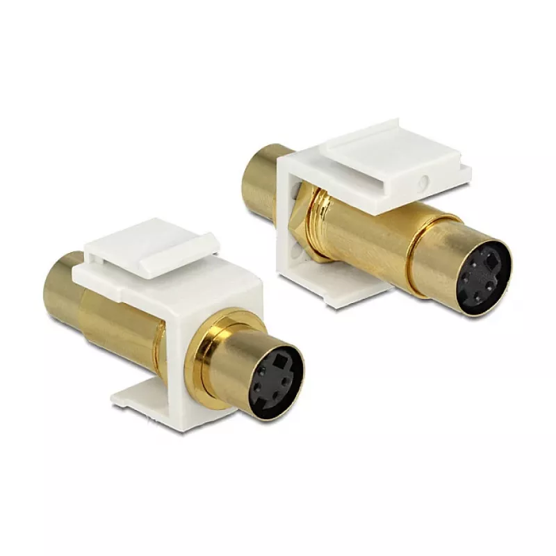 Keystone modulis DELOCK 86338 — Mini-DIN 4 į Mini-DIN 4, baltas, 22×40×15 mm