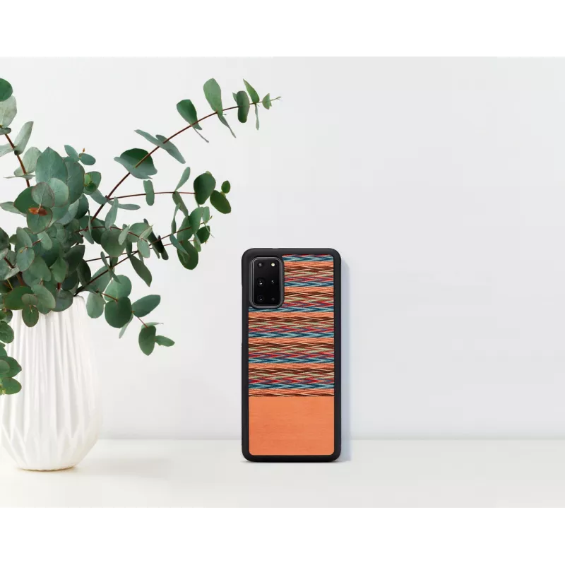 man and wood telefono dėklas Samsung Galaxy S20+ — rudas languotas su juodu apvadu