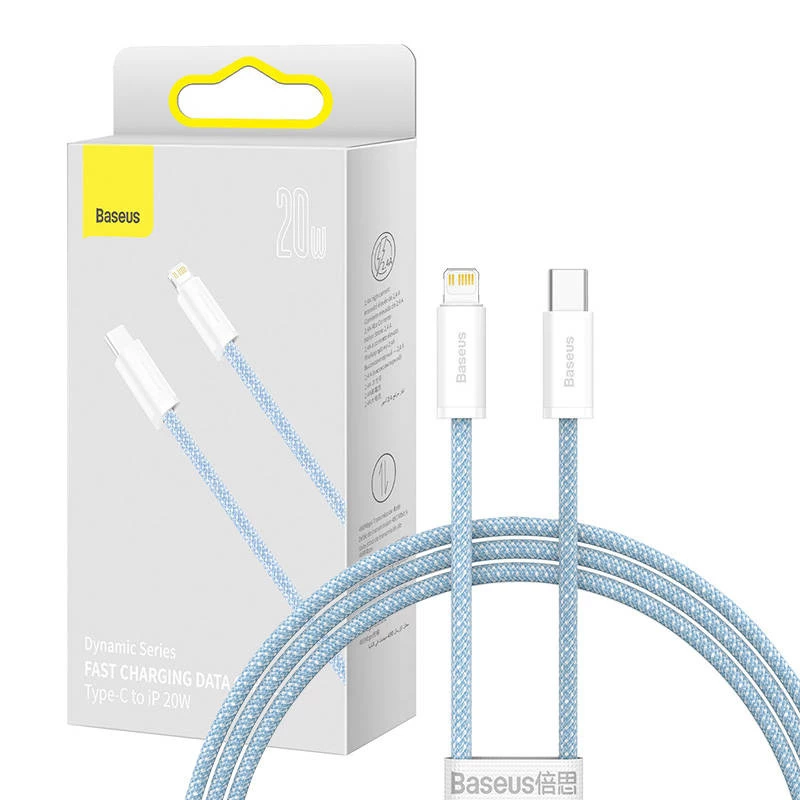 USB-C laidas, skirtas „Lightning Baseus Dynamic Series“, 20 W, 1 m (mėlynas)