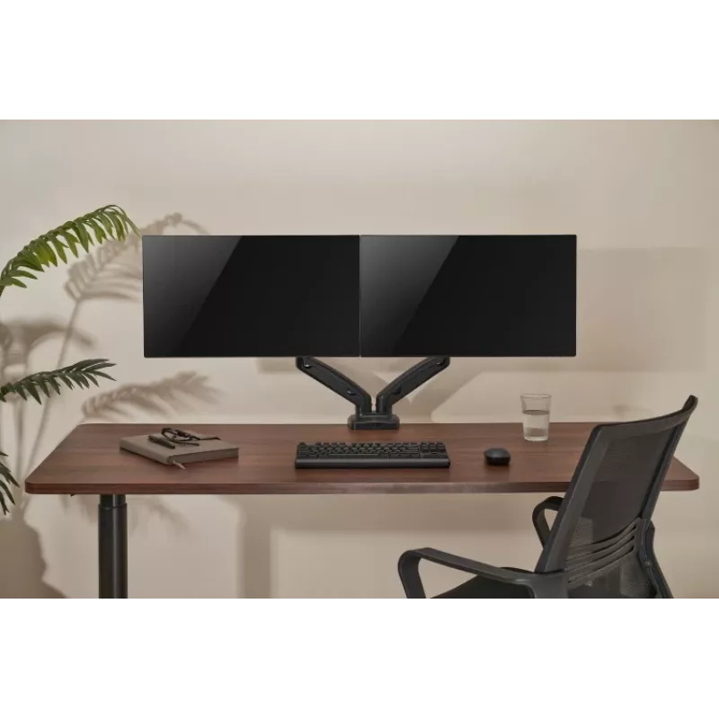 Monitoriaus laikiklis up up Ekonomiškas Interaktyvus Atsvaro Dviejų Monitorių Laikiklis Matinis Juodas VESA 75x75/100x100