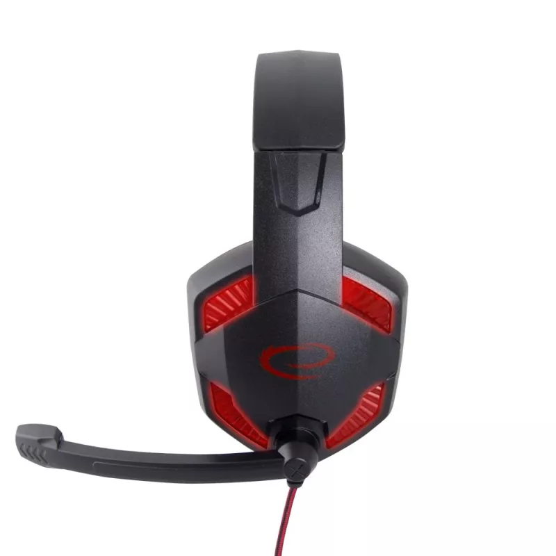 Žaidimų ausinės ESPERANZA BLACKBIRD, mikrofonas, USB/Jack 3,5 mm, juoda/raudona