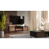 Cama CORTINA 180x40x60 cm TV spintelė juoda/riešutmedžio su juodu elektriniu židiniu
