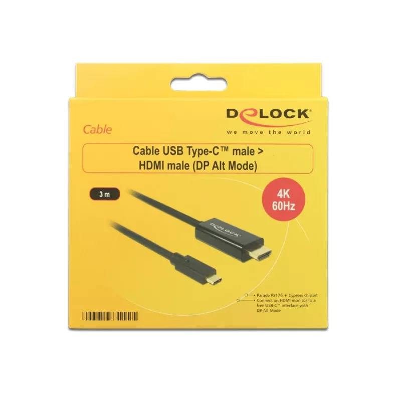 Vaizdo kabelio adapteris DeLOCK 85292 USB Type-C į HDMI 3 m juodas