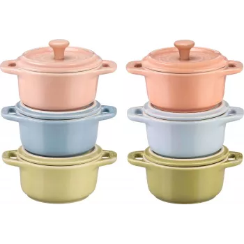 6 vnt. rinkinys Mini Cocotte apvalus 10 cm, įvairiaspalvis