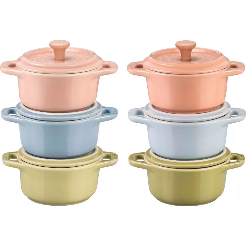 6 vnt. rinkinys Mini Cocotte apvalus 10 cm, įvairiaspalvis