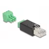 DeLOCK 66607 laido jungčių adapteris RJ45 3 kontaktų gnybtų blokas Juoda Žalia
