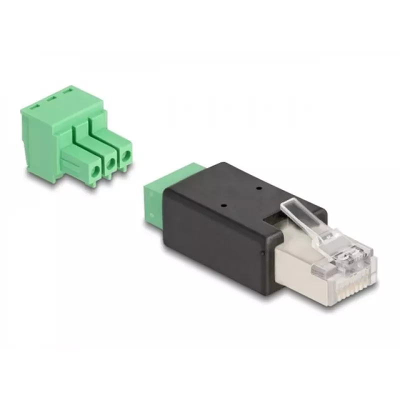 DeLOCK 66607 laido jungčių adapteris RJ45 3 kontaktų gnybtų blokas Juoda Žalia