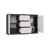 Komoda 2 durys 3 stalčiai top e shop M-MP-K-MAL-2D3S-ANTBIA — antracitinis rėmas, baltos durys, 1200×750×400 mm