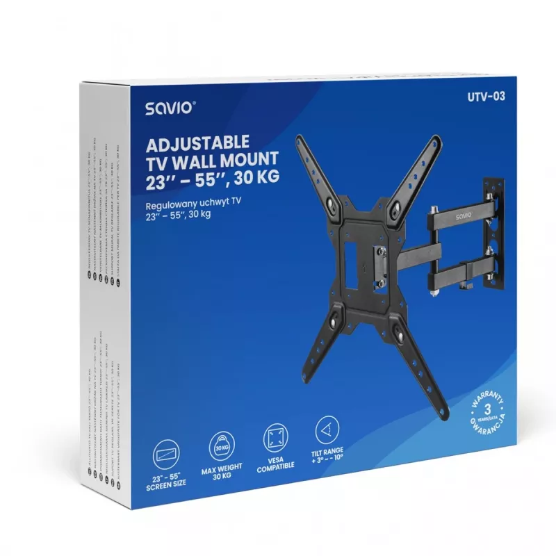 Savio UTV-03 TV laikiklis/stovas 139,7 cm (55) juodas