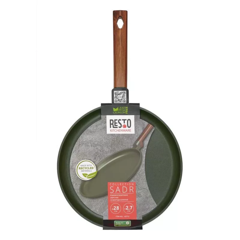 Plokščia blynų keptuvė RESTO 93712 — 28 cm skersmuo, 2,7 cm aukštis