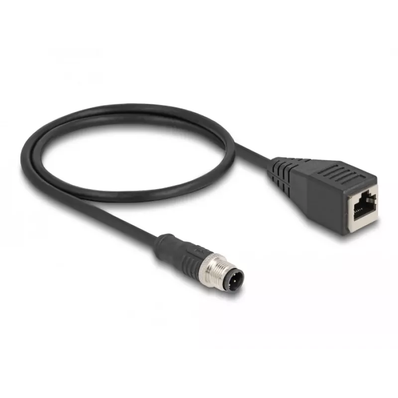DeLOCK M12 adapterio kabelis D-koduotas 4 kontaktų kištukas į RJ45 lizdą 50 cm