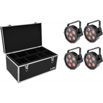 LED prožektorių rinkinys EUROLITE SLS-6 TCL 4x su dėklu TDV-1, 4 vnt. rinkinys, RGBW apšvietimo šviestuvai