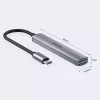USB-C šakotuvas Unitek H1208B — 1x USB-A 5 Gbps, 3x USB-A 2.0, USB-C priegloba, aliuminio korpusas, 0,20 m laidas