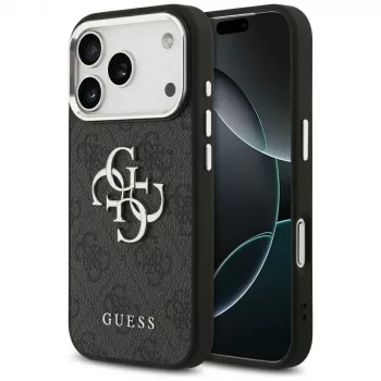 GUESS | Hardcase 4G | Nugarėlės dangtelis | iPhone 17 Pro Max | Apple | Ekologiška oda/PC/Plastikas/TPU | Juoda