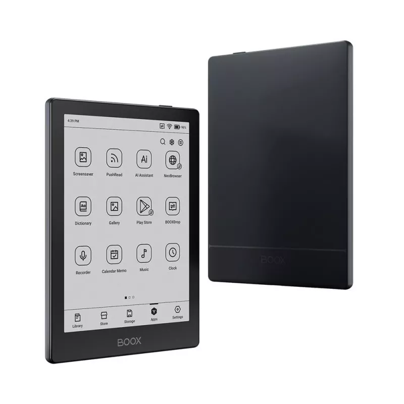 E. skaityklė Onyx Boox 6 colių (15,2 cm) su 1448×1072 E‑ink, 32 GB, 2 GB RAM, Android 11, dviejų juostų Wi‑Fi, Bluetooth 5.0, MicroSD, USB‑C, juoda