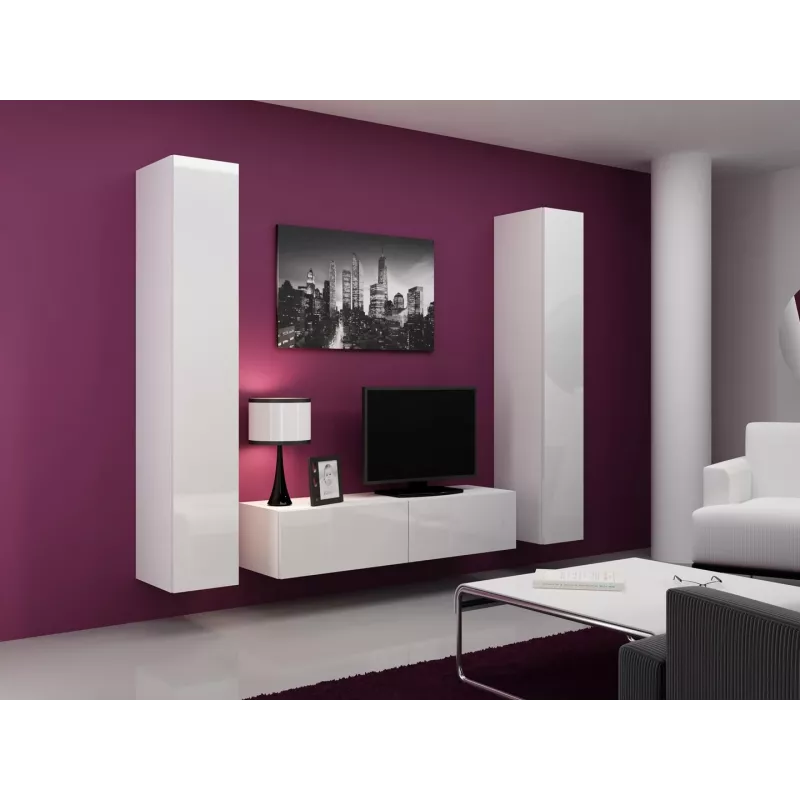 Cama svetainės baldų komplektas VIGO 9 baltas/baltas blizgus