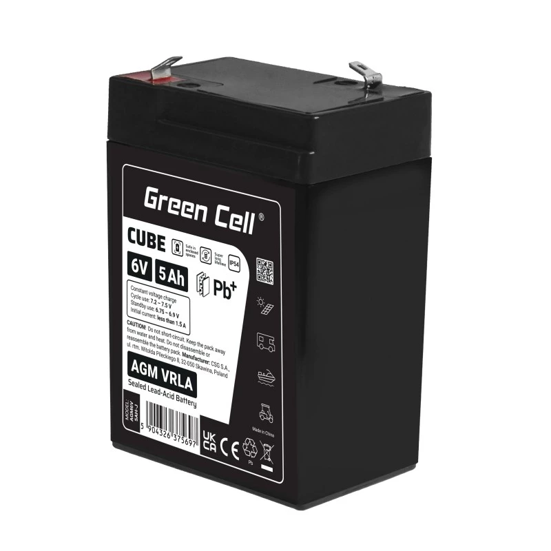 UPS baterija Sandari švino rūgštinė Green Cell AGM6V5AH-J 6 V 5 Ah