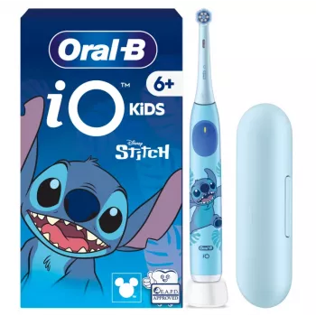 Oral-B elektrinis dantų šepetėlis su kelioniniu dėklu, 6 m.+ | iO Kids Disney Stitch | Įkraunamas | Vaikams | Šepetėlių galvučių skaičius 1 | Dantų valymo režimų skaičius 3