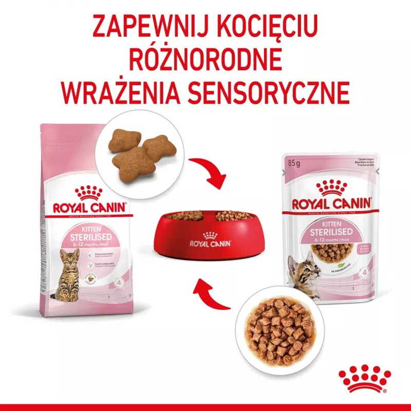 Šlapias kačių ėdalas Royal Canin Sterilised Gravy, 12 x 85 g maišeliai — vištiena, sterilizuotiems/ kastruotiems kačiukams, 11% baltymų, 80,5% drėgmės